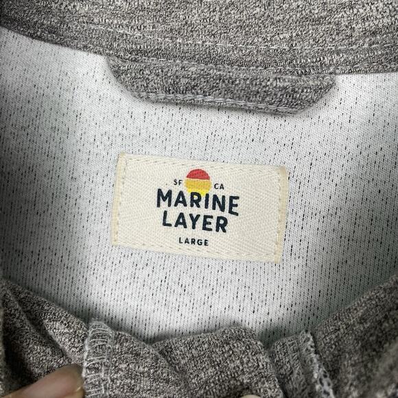 Marine Layer Henley Sweater Sweatshirt Men's Large Gray Textured Preppy Casual - Picture 3 of 13